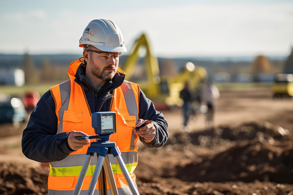 Next Engineering surveyor on-site at a commercial project